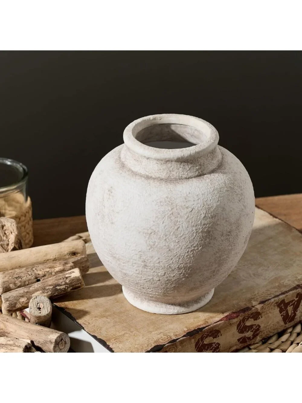 Rustic Ceramic Flower Vase - Small Decorative Pot for Home Decor & Table
